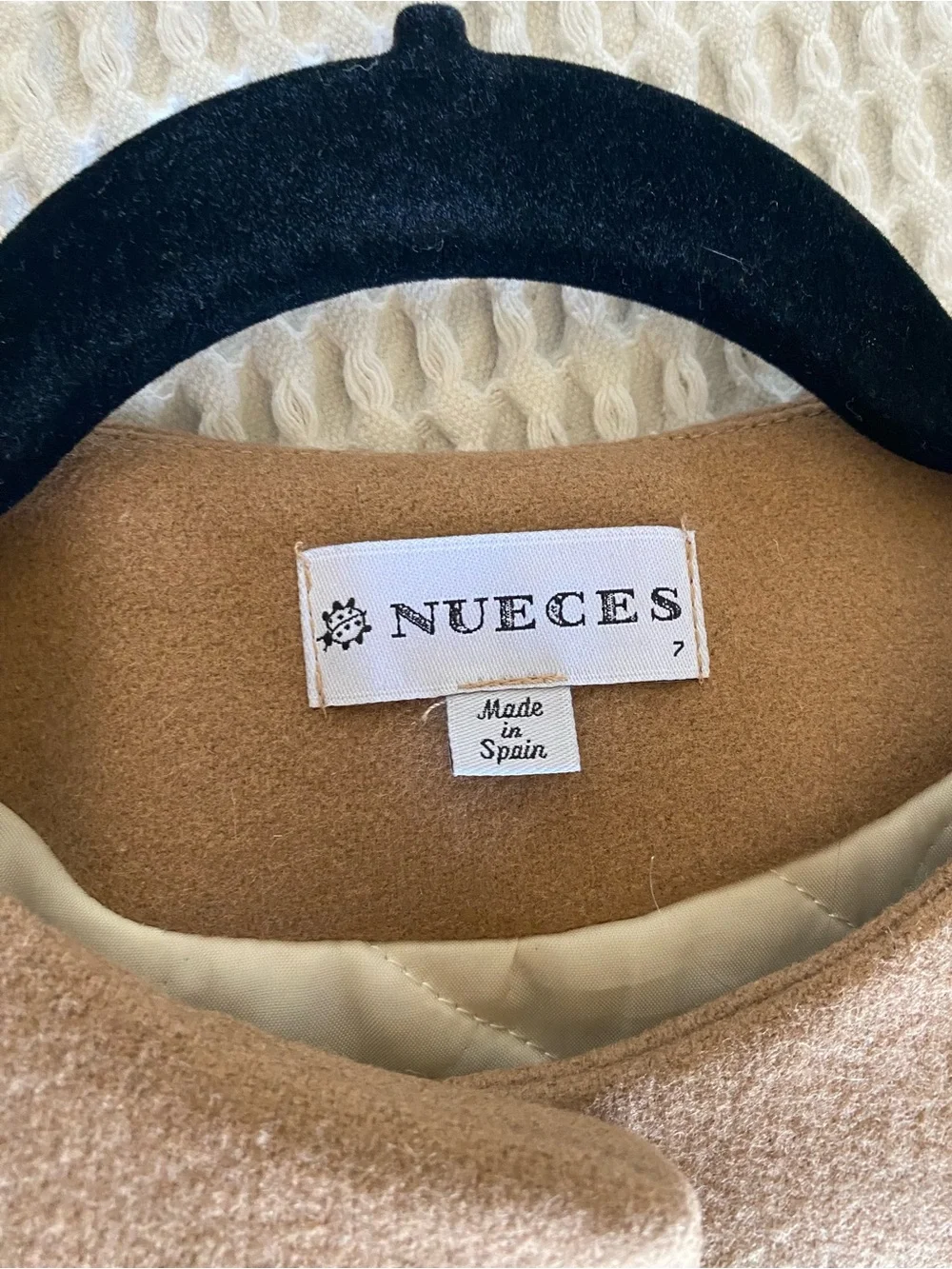 Nueces Camel Wool Coat Girls Size 7 Made in Spain